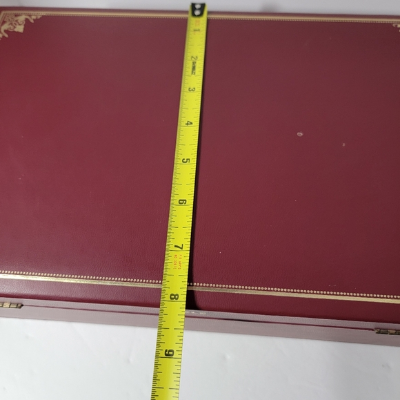 Vintage Mele Maroon/Gold Trim 3-Tier Jewelry Box - Picture 8 of 11